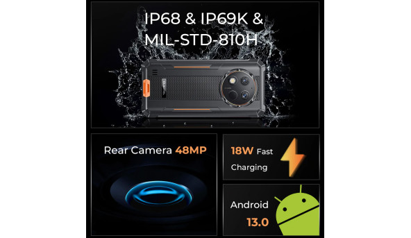 Смартфон Oukitel WP28 6.5"HD+ /8GB+256GB/ T606 /10600mAh /48+5Мп/ IP69K /NFC Green