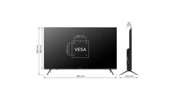 TV 43 Kivi 43U760QB UHD/DLED/T2/Android 11/2 x 10W/HDMI/Wi-Fi/VESA 400x200 M6/Black