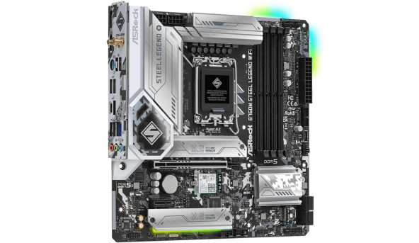 ASRock B760M STEEL LEGEND WIFI (1700/B760, 4*DDR5, 1xPCIex16, 4xSATAІІІ, 3xM.2, 2.5GLan, 7.1ch, mATX - 623718