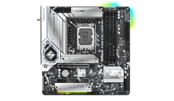 ASRock B760M STEEL LEGEND WIFI (1700/B760, 4*DDR5, 1xPCIex16, 4xSATAІІІ, 3xM.2, 2.5GLan, 7.1ch, mATX - 623718