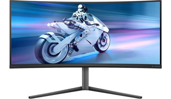TFT 34" Philips 34M2C6500, QD-OLED, UWQHD, 175hz, вигн, 2xHDMI, DP, USB-hub, HAS, cинювато-сір
