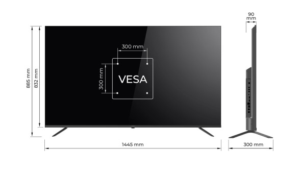 TV 65 Kivi 65U730QB UHD/DLED/T2/Android 11/2 x 10W/HDMI/Wi-Fi/VESA 300x300 M6//Black - 625996
