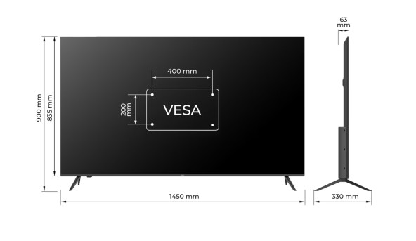 TV 65 Kivi 65U760QB UHD/DLED/T2/Android 11/2 x 12W/HDMI/Wi-Fi/VESA 400x200 M6//Black - 625998