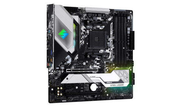 ASRock B550M STEEL LEGEND (AM4/B550, 4*DDR4, 2xPCIex16, HDMI/DP, 6xSATAІІІ, 3xM.2,GLan,7.1ch, mATX) - 626611