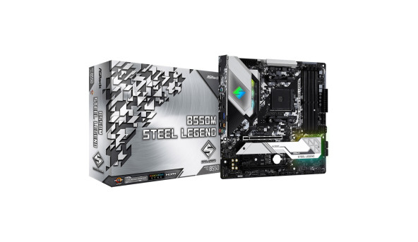 ASRock B550M STEEL LEGEND (AM4/B550, 4*DDR4, 2xPCIex16, HDMI/DP, 6xSATAІІІ, 3xM.2,GLan,7.1ch, mATX) - 626611