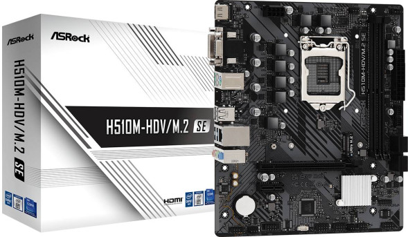 ASRock H510M-HDV/M.2 SE (1200/H470, 2*DDR4, 1xPCIex16, HDMI/DVI/VGA, 4xSATA, M.2, GLan, 7.1ch, mATX) - 626612