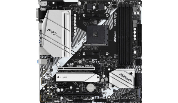 ASRock B550M Pro4 (AM4/B550, 4*DDR4, 2xPCIex16, DP/HDMI/VGA, 6xSATAІІІ, 3xM.2, GLan, 7.1ch, mATX)