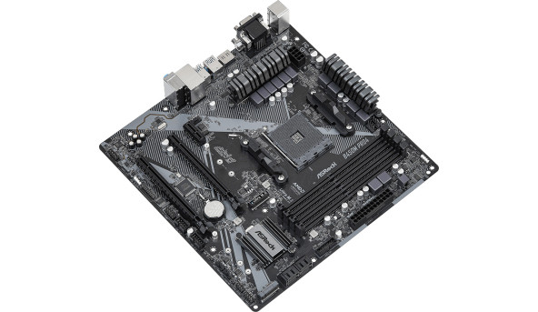 ASRock B450M Pro4 R2.0 (AM4/B450, 4*DDR4, 2xPCIex16, DVI-D/HDMI/VGA, 4xSATAІІІ, M.2, GLan, 8ch, mATX - 626620