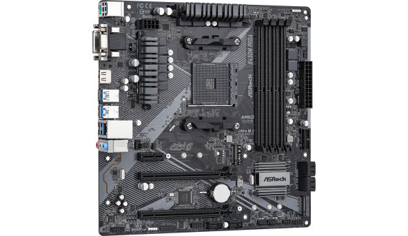 ASRock B450M Pro4 R2.0 (AM4/B450, 4*DDR4, 2xPCIex16, DVI-D/HDMI/VGA, 4xSATAІІІ, M.2, GLan, 8ch, mATX - 626620
