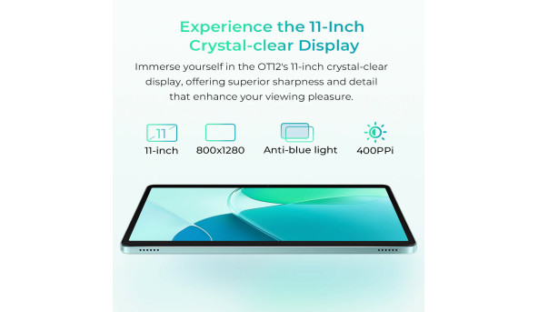 Планшет Oukitel OT12 11" HD+ /4GB/256GB/T606/8000mAh/13+5Мп/Dual SIM/LTE /Чохол+Стилус/метал Grey - 626792