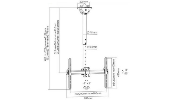 Кронштейн стельовий для ТВ ITECHmount CELB-54SHL - 626984