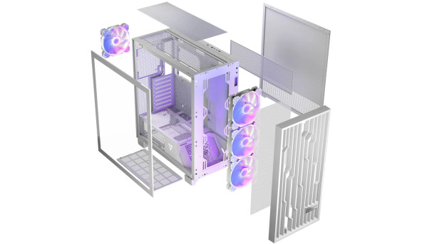Корпус Modecom VOLCANO PERUN APEX ARGB MIDI WHITE 4x140mm fans USB 3.0x2+TYPE-C без БЖ ATX - 627683