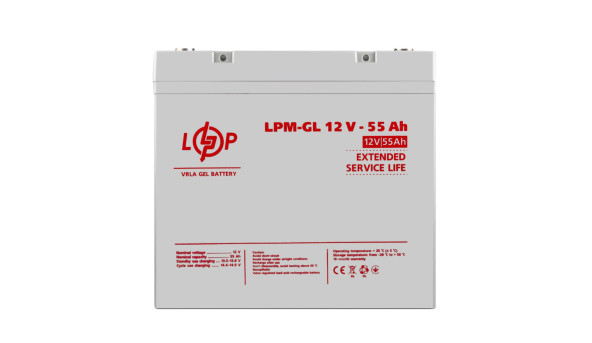 Акция.Аккумулятор гелевый LPM-GL 12V - 55 Ah