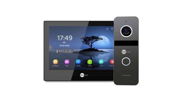 Комплект Neolight ALPHA Hybrid HD KIT B/Graphite: гибридный видеодомофон 8" с Wi-Fi и 2 Мп видеопанель