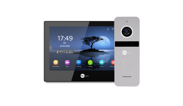 Комплект Neolight ALPHA Hybrid HD KIT B/Silver: гибридный видеодомофон 8" с Wi-Fi и 2 Мп видеопанель
