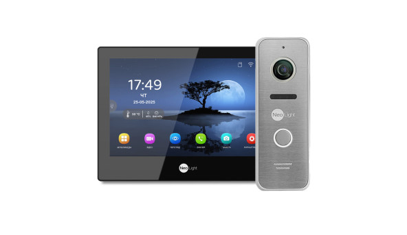 Комплект Neolight ALPHA Hybrid HD KIT B/SilverP: гибридный видеодомофон 8" с Wi-Fi и 2 Мп видеопанель
