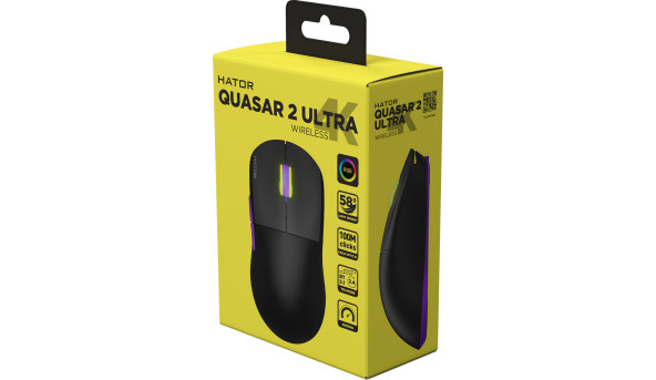 Мишка HATOR Quasar 2 ULTRA 4K wireless black/lilac - 628359
