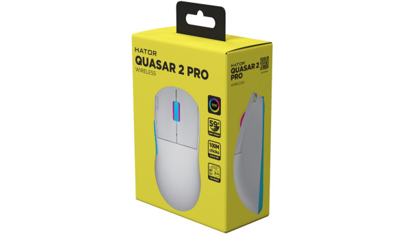 Мишка HATOR Quasar 2 PRO wireless white/cyan - 628361