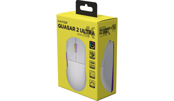 Мишка HATOR Quasar 2 ULTRA 4K wireless white/lilac - 628364