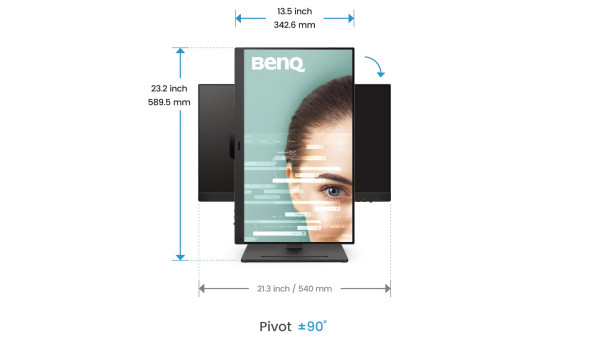 TFT 23.8" BenQ GW2490T, IPS, 100Гц, 2хHDMI, DP, HAS, колонки, чорний - 628510