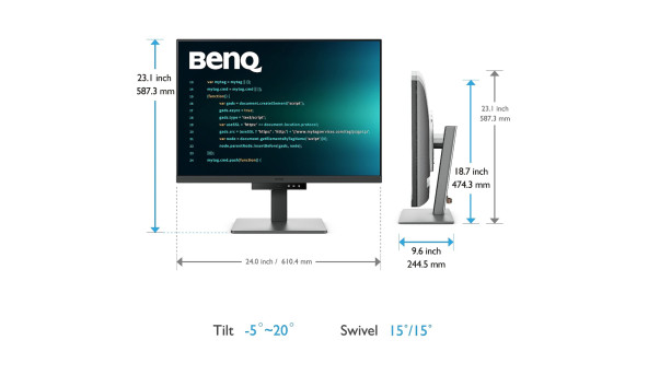 TFT 28.2" BenQ RD280U, IPS, 3840x2560, 3:2, USB-C, HDMI, DP, HAS, Pivot, колонки, металік-сірий - 628511