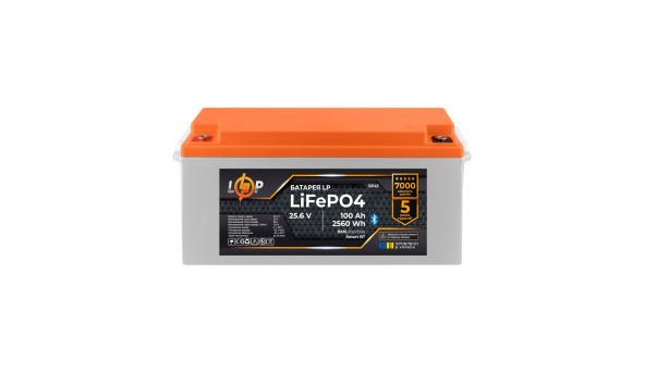 Акумулятор LP LiFePO4 25,6V - 100 Ah (2560Wh) (BMS 80А/50) пластик Smart BT - 628755