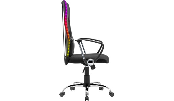 Крісло ігрове Defender Totem поліуретан 50мм,сітка, RGB, Black - 628868