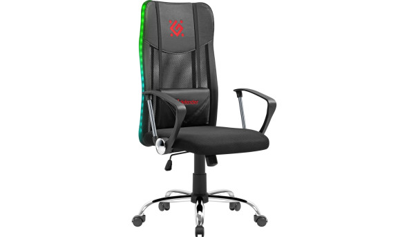 Крісло ігрове Defender Totem поліуретан 50мм,сітка, RGB, Black - 628868