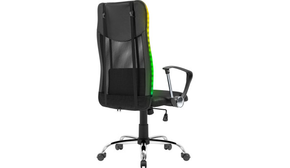 Крісло ігрове Defender Totem поліуретан 50мм,сітка, RGB, Black - 628868
