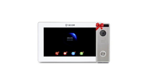 Видеодомофон 7" BCOM BD-770FHD White + Видеопанель Tantos Triniti FHD