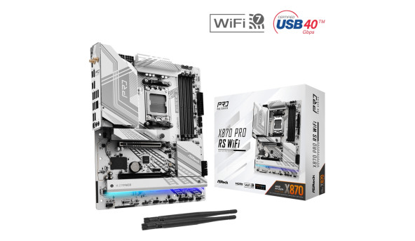 ASRock X870 PRO RS WIFI (AM5/X870, 4*DDR5, 2xPCIex16, HDMI/USB4, 4xSATA, 3xM.2, 2.5GLan, ATX) - 629559