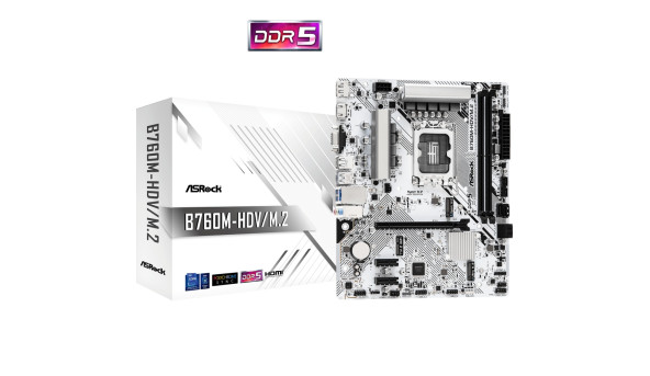 ASRock B760M-HDV/M.2 (1700/B760, 2*DDR5, 1xPCIex16, 4xSATA, 2xM.2, 2.5GLan, 7.1ch, mATX) - 629567