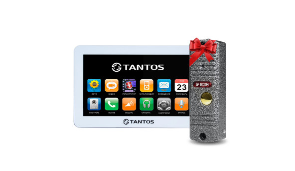Видеодомофон Tantos Neo GSM 7" (White) + Видеопанель BCOM BT-305HR Silver