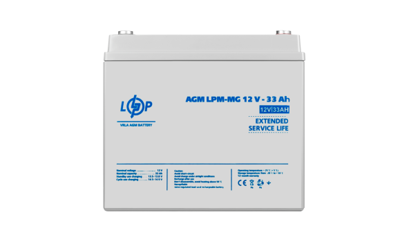 Аккумулятор мультигелевый LPM-MG 12V - 33 Ah + справа - 629741