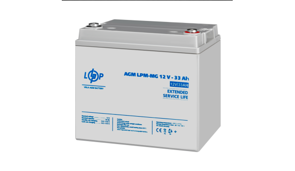 Аккумулятор мультигелевый LPM-MG 12V - 33 Ah + справа - 629741