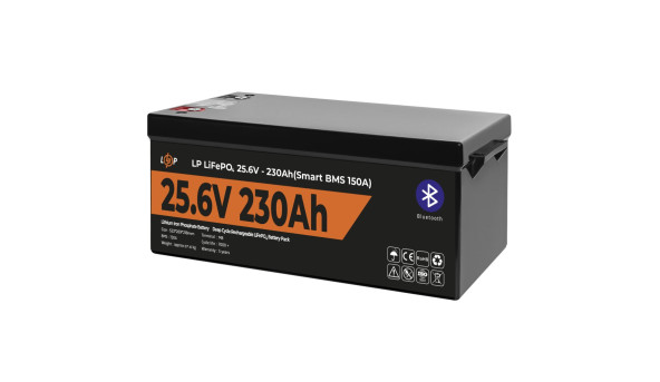 Акумулятор LP LiFePO4 25,6V - 230 Ah (5888Wh) (Smart BMS 150А) з BT пластик - 629875