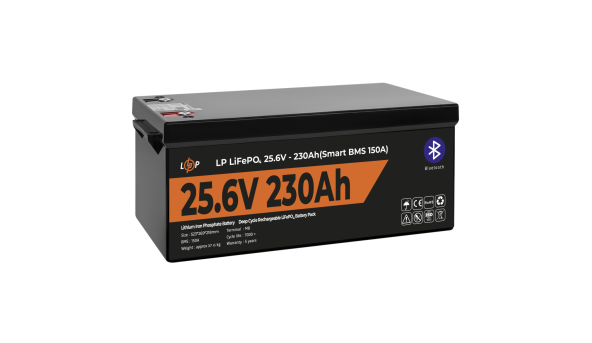 Акумулятор LP LiFePO4 25,6V - 230 Ah (5888Wh) (Smart BMS 150А) з BT пластик - 629875