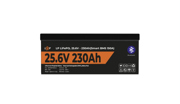Акумулятор LP LiFePO4 25,6V - 230 Ah (5888Wh) (Smart BMS 150А) з BT пластик - 629875