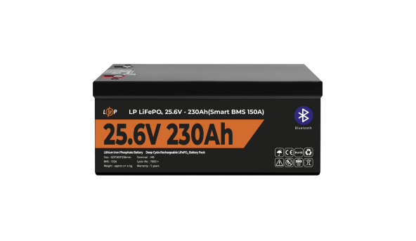 Акумулятор LP LiFePO4 25,6V - 230 Ah (5888Wh) (Smart BMS 150А) з BT пластик - 629875