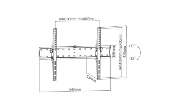 Кріплення для ТВ ITECHmount PLB2 VESA 600x400/Max 40kg/Black - 630270
