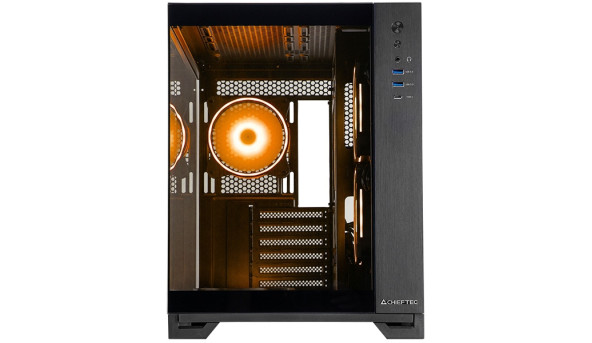 Корпус Chieftec VISIO GM-30B-TG-OP ATX, без БЖ, Black - 630506
