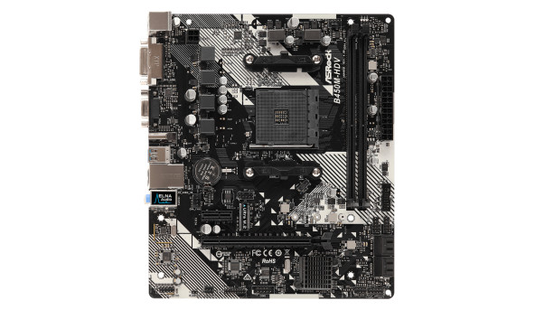 ASRock B450M-HDV R4.0/REF (AM4/B450, 2*DDR4, PCIex16, DVI-D, HDMI, 4xSATAІІІ, M.2, GLan, 8ch, mATX)