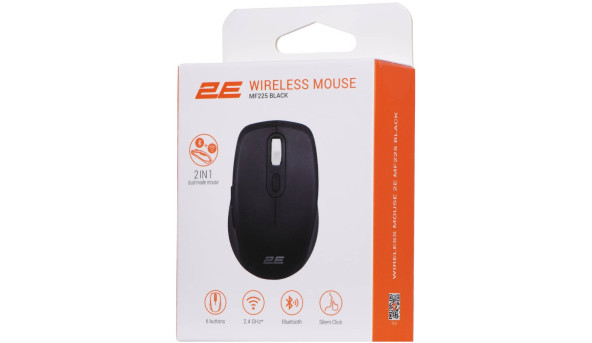 Миша 2E MF225 Silent, WL/BT, чорний - 630790