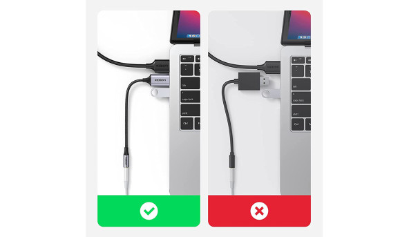 Звукова карта USB AUX jack, TRRS (Mic + Ear) KT0210 25 СМ Ugreen Чорна CM477 - 631894