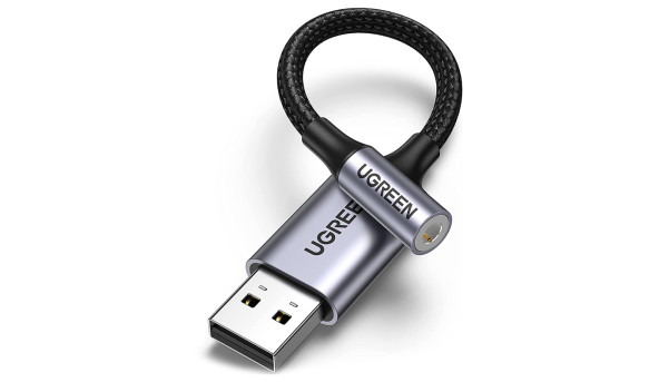 Звукова карта USB AUX jack, TRRS (Mic + Ear) KT0210 25 СМ Ugreen Чорна CM477 - 631894