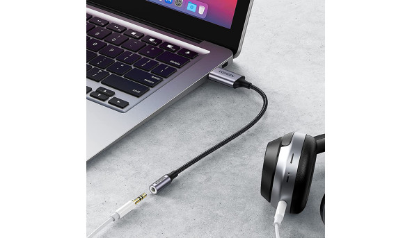 Звукова карта USB AUX jack, TRRS (Mic + Ear) KT0210 25 СМ Ugreen Чорна CM477 - 631894