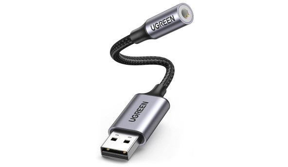 Звукова карта USB AUX jack, TRRS (Mic + Ear) KT0210 25 СМ Ugreen Чорна CM477 - 631894