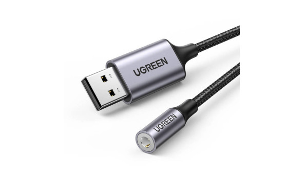 Звукова карта USB AUX jack, TRRS (Mic + Ear) KT0210 25 СМ Ugreen Чорна CM477 - 631894