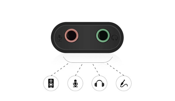 Звукова карта USB AUX jack, TRRS (Mic + Ear), ALC4042 15cm Ugreen Біла US205 - 631917
