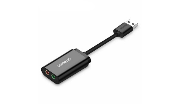 Звукова карта USB AUX jack, 2*TRS (Mic + Ear) ALC4042 Ugreen Чорна US205 - 631920